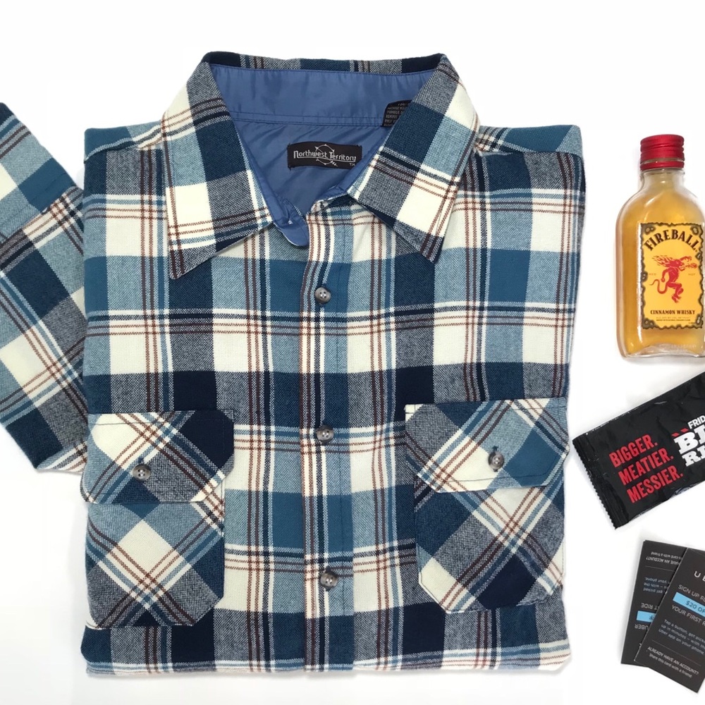 Blue and White Plaid Button Down fully lined